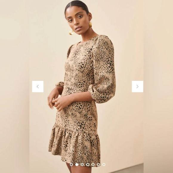 Anthropologie Maeve Animal Print Knit Cut Out Mini Dress. NWT Size US 14 - Picture 1 of 15